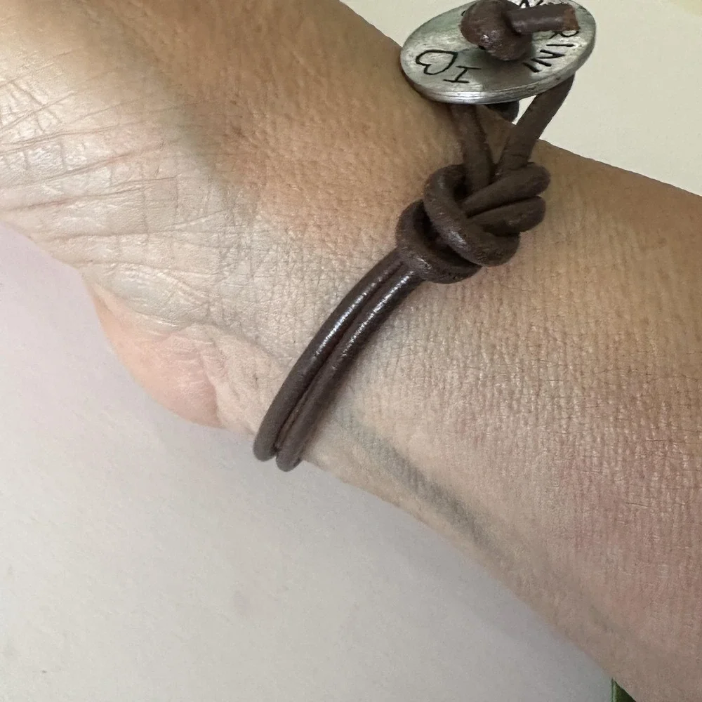 Santorini Bracelet Brown Leather Turquoise Charm‎ 7 Inch Blue Toggle Love